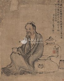清傅雯“指头画人物”条幅