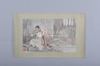 1981年朱梅村李白诗意画雪谗诗《赠友人》镜片