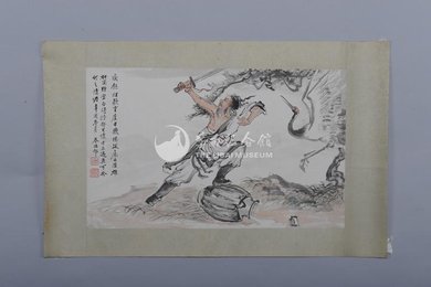 1981年朱梅村李白诗意画《杜甫赠李白》镜片