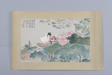 1981年朱梅村李白诗意画《子夜吴歌其二》镜片