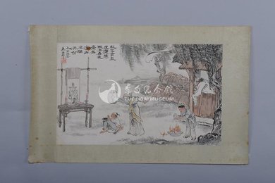 1981年朱梅村李白诗意画《哭宣城善酿纪叟》镜片