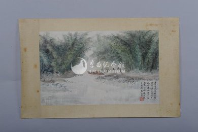 1981年朱梅村李白诗意画《赠汪伦》镜片