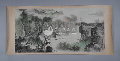 1962年朱梅村李白诗意画《早发白帝城》镜片