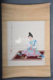 现代潘絜兹李白诗意画《捣衣篇》条幅
