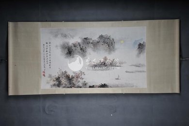 1978年陶一清李白诗意画《夜江行》横幅