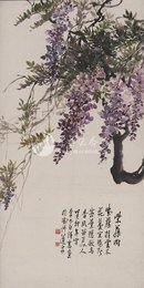 1963年钟道泉李白诗意画《紫藤树》条幅