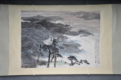 1978年邱笑秋李白诗意画《听蜀僧濬弹琴》镜片