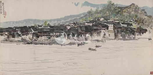 1982年吴冠中蜀江水碧蜀山青横幅