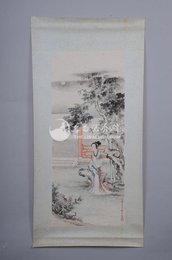 1978年郑慕康李白诗意画《玉阶怨》条幅