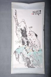 1987年郭仲愚双鹰图镜片