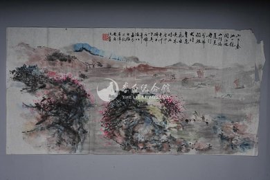 1980年安居泊山水横幅