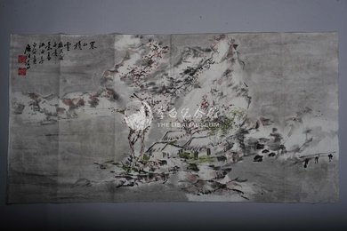 1980年安居泊寒山积雪图横幅