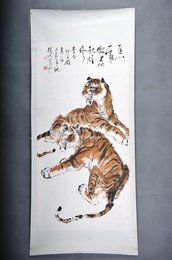 1989年赵绪策双虎图镜片