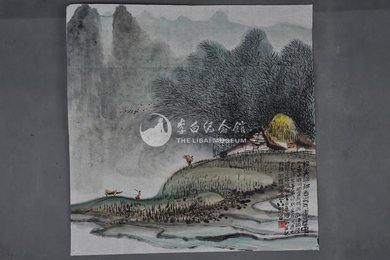 1990年任立团山绝句诗意图斗方