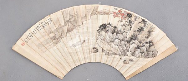 1941年刘东父《朝发白帝城》诗意扇面